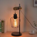 Lampe de table r�tro vintage � 1 ampoule lampe de chevet de salon au design industriel en m�tal et bois ...
