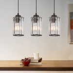 Gbly ? lustre suspendu en cristal noir e27 ? 3 flammes en verre ? longueur r�glable jusqu'� 120 cm ? ...