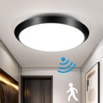 Gbly plafonnier avec d�tecteur de mouvement plafonnier led - plafonnier int�rieur noir ip44 15w mouvement ...