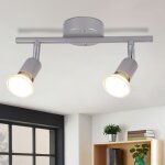 Gbly - plafonnier led 2 spots de plafond argent� orientable gu10 - spots de plafond 2 ampoule appliques ...