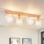 Gbly ? plafonnier � spot blanc bois e14 orientable 350� ? 4 ampoules max 25w ? design moderne pour salon, ...