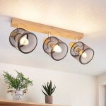 Spot de plafond plafonnier noir bois - plafonnier e14 orientable 350� 3 flammes max 25w lampe de salon ...