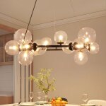 Gbly - suspension suspendue salon lampe suspendue - g9 lampe suspendue en verre 14 ampoules transparente ...
