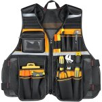 Gilet de travail multipoches gilet en tissu oxford solide gilet r�fl�chissant gilet d'outils pour �lectricien, ...