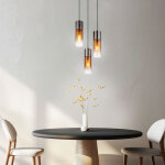 Globo annika suspension cluster avec abat - jour en verre noir mat cuivr�, 3 ampoules e27