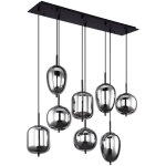 Globo blacky suspension cluster avec abat - jour en verre noir, 8 ampoules e14