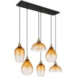 Globo - lampe de salle � manger suspension plafonnier verre ambre � 6 lampes