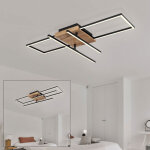 Globo - lampe de salon, plafonnier en m�tal noir, aspect bois moderne, spots orientables, m�tal noir ...