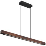 Globo - lampe � suspendre en bois lampe de salle � manger suspension led, m�tal noir opale clair, 1x ...