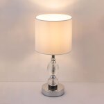 Globo - lampe de table lampe de chevet verre cristal pied en verre lampe de table salon, textile blanc, ...