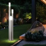 Lampadaire led ext�rieur grande all�e ext�rieure lampe de jardin inox 170 cm, 3 colonnes argent, 3x 11w ...