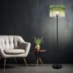 Globo lighting - lampadaire lampadaire lampadaire de salon vert noir barres de verre, m�tal, 1x e27, ...
