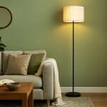 Globo lighting - lampadaire textile naturel lampe sur pied noire lampe de salon debout, m�tal, douille ...
