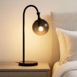 Globo lighting - lampe de table verre fum� lampe de table boule lampe d'appoint noire lampe de salon, ...