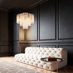 Globo lighting - lustre 5 flammes lampe � suspendre or tiges de verre opalin lampe de salon lampe de ...