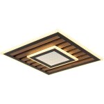 Globo lighting - plafonnier plafonnier bois luminaire chambre carr� noir led