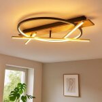 Globo lighting - plafonnier led aspect bois pivotant 3 modes d'�clairage lampe de salon d 60 cm