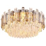 Globo lighting - plafonnier lustre � 11 branches en verre clair, cristaux acryliques en m�tal, 11x e14 ...
