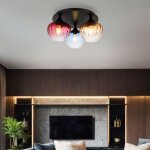 Globo lighting - plafonnier salon lumi�re chambre lumi�re verre color� 3 lampes noir