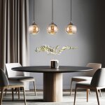 Globo lighting - suspension lampe � manger lampe de table 3 flammes boule de verre chrome h 129 cm