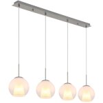 Globo lighting - suspension lampe salle � manger suspension 4 lampes boule de verre cristaux opale e27 ...