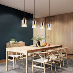 Globo lighting - suspension lampe suspendue lampe en bois lampe de salon 4 flammes verre fum�