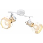 Globo - plafonnier � 2 spots en m�tal et bois - blanc