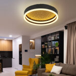 Globo - plafonnier lampe salon led m�tal dor� noir mat d 30 cm