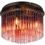 Globo - plafonnier lampe de salon tiges de verre m�tal chrom� rouge 5 lampes