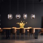 Globo lighting - plafonnier pendule en verre vintage salon suspension lampe fum�e dans un ensemble comprenant ...