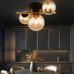Globo - plafonnier salon plafonnier design laiton noir boule lampe verre applique led int�rieur, boule ...