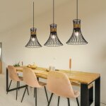 Plafonnier suspension avec abat - jour en treillis 3 flammes suspension en noir - or, m�tal, 3x e27, ...