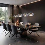 Globo lighting - suspension, 4 flammes, lampe de table � manger, suspension r�tro, salon, verre fum�, ...