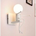 Goeco applique murale robot blanc rétro - e27 220v chambre cuisine café Goeco applique murale robot blanc rétro - e27 220v chambre cuisine café