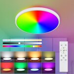 Goeco - plafonnier led dimmable , 24w rgb lampe de plafond moderne, 6 couleurs r�tro�clairage luminaire ...