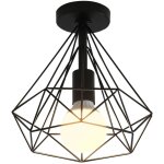 Vintage plafonnier industriel diamant en forme cage mtal rtro lampe de plafond abat - jour suspension ...