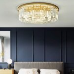 Gojoy - lustre moderne cristal or, led pendentif lumi�re k9 lustres en cristal belle lampe de plafond ...