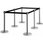 Lot de 6 poteau de file d'attente noir avec cordon noir, poteaux de guidage retractables avec ceinture ...