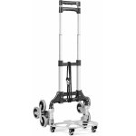 Goplus - diable pliable 3 roues en aluminium, chariot d'escalier avec corde de fixation, poignee telescopique ...