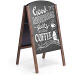 Goplus panneau publicitaire exterieur, tableau noir, porte - affiche sur pied en bois, essuyage et pliable, ...