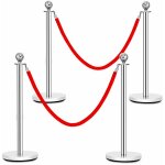 Poteaux de guidage en acier inoxydable, barriere de passage avec corde rouge32cm, pour le controle des ...