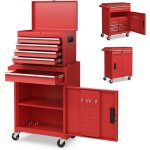Goplus - servante d'atelier avec coffre amovible, coffre � outils roulant avec 5 tiroirs / armoire r�glable, ...