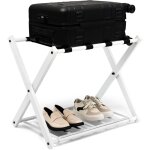 Support de bagage pliant en metal avec 4 sangles durables pour deposer sacs de voyages valises bagages ...