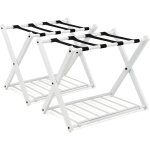 Goplus support de bagage pliant en metal avec 4 sangles durables pour deposer sacs de voyages valises ...