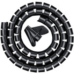 Goulotte de c�bles 3, 0 m, gaine spiral�e flexible pour bureau, gaine spiral�e pour c�ble de 20 mm, noire ...