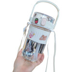 Gourde avec paille pour enfants, portable avec bretelle et porte - t�l�phone pour �cole, sport, voyage ...