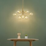 Grand lustre �l�gant dor� 9 boules transparentes - audrey