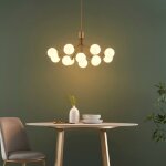 Kosilum - grand lustre �l�gant laiton � 12 boules - audrey