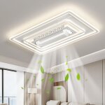 Grand ventilateur de plafond sans pales avec lampe, plafonnier led moderne de 140 w avec t�l�commande, ...