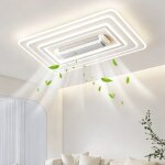 Grand ventilateur de plafond sans pales avec lampe, plafonnier led moderne de 180 w avec t�l�commande, ...